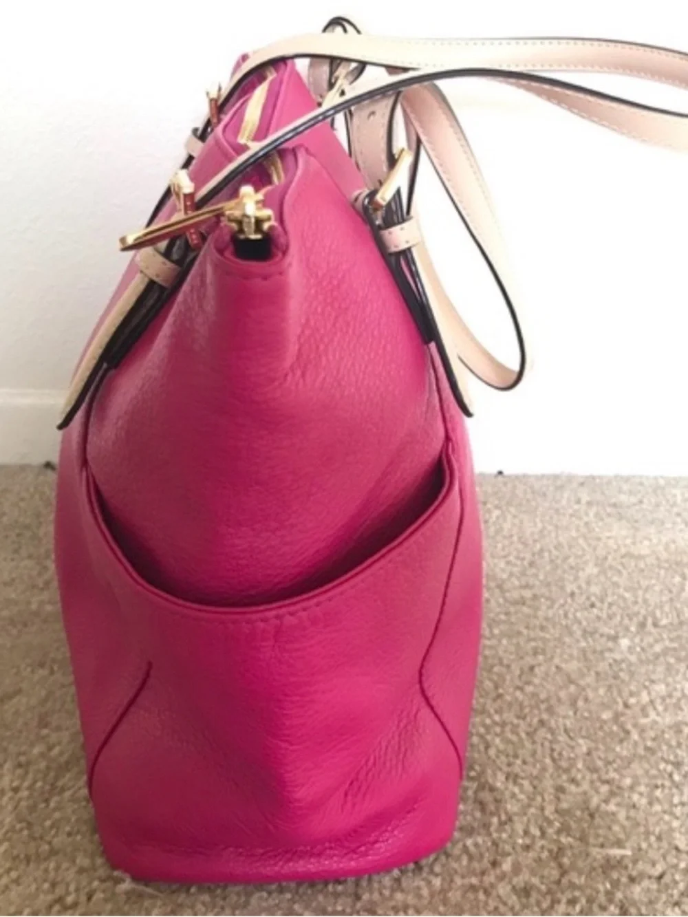 Michael Kors Pink Leather Tote Bag with Tan Straps - Picture 5 of 5